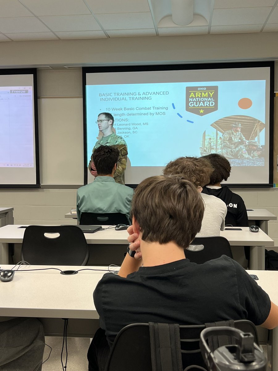 Thanks to Sergeant Chrosniak for talking to my classes on the opportunity of the Army National Guard.  Always great to have an alum back in the classroom.