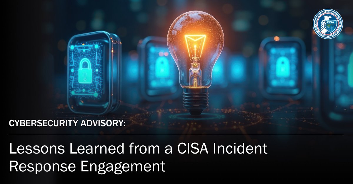 CISAgov's tweet image. After a U.S. federal agency detected malicious activity, we launched incident response efforts. Discover key lessons learned and mitigations from this incident. 👉 go.dhs.gov/iAc