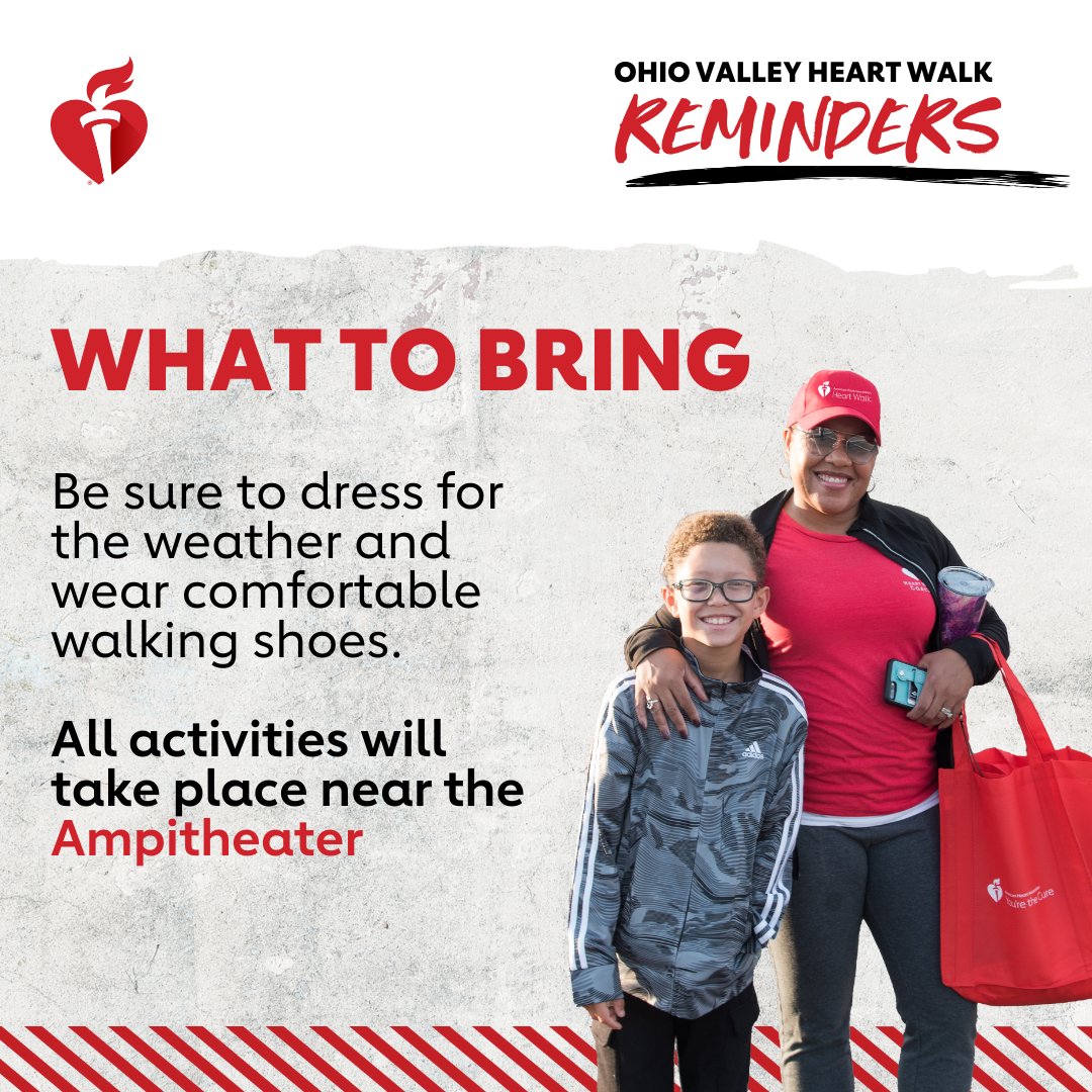 This Thursday is the big night, Ohio Valley! Here is a quick reminder of everything you'll need to know for the event! Rain or shine, we'll Heart Walk with you Thursday night! #OVHeartWalk