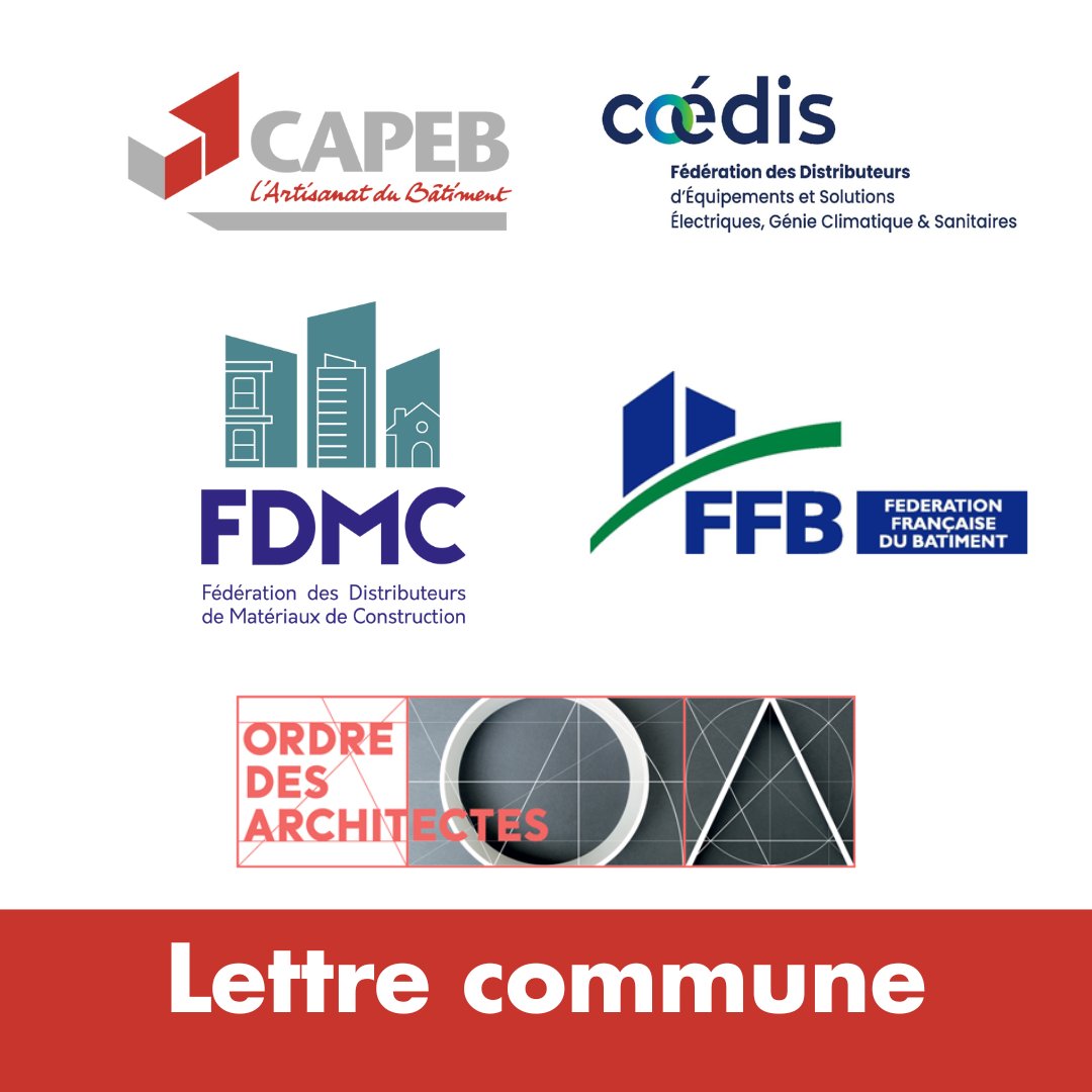 La CAPEB, le CNOA - <a href="/Architectes_org/">Conseil national de l'Ordre des architectes</a> , COEDIS, la FDMC et la FFB - <a href="/FFBatiment/">FFB</a> ont envoyé une lettre commune aux Ministres de l’Industrie, du Logement et de la transition énergétique pour les alerter sur la nécessité de reconduire rapidement les programmes FEEBAT et OSCAR, deux
