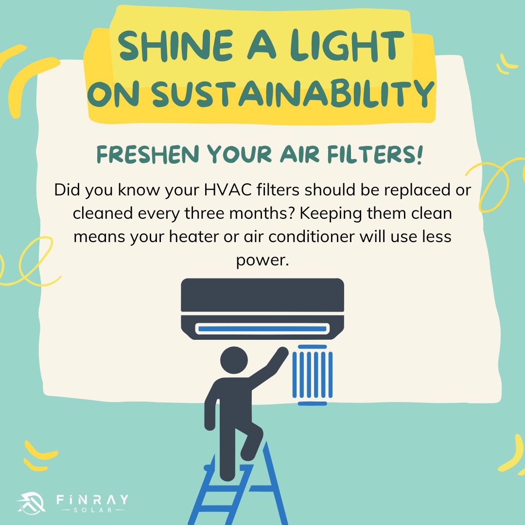 FinraySolar's tweet photo. Shine a Light on Sustainability with Finray Solar🌞 Maintain your air filters to reduce their power intake!

About us:
🌐 https://t.co/t2wVKporpA
📞 484-434-8179
📩 cs@finray.solar

#greenenergy #renewableenergy #CleanEnergy #SustainableLiving #ecofriendly #sustainability https://t.co/FfzsVShGb7