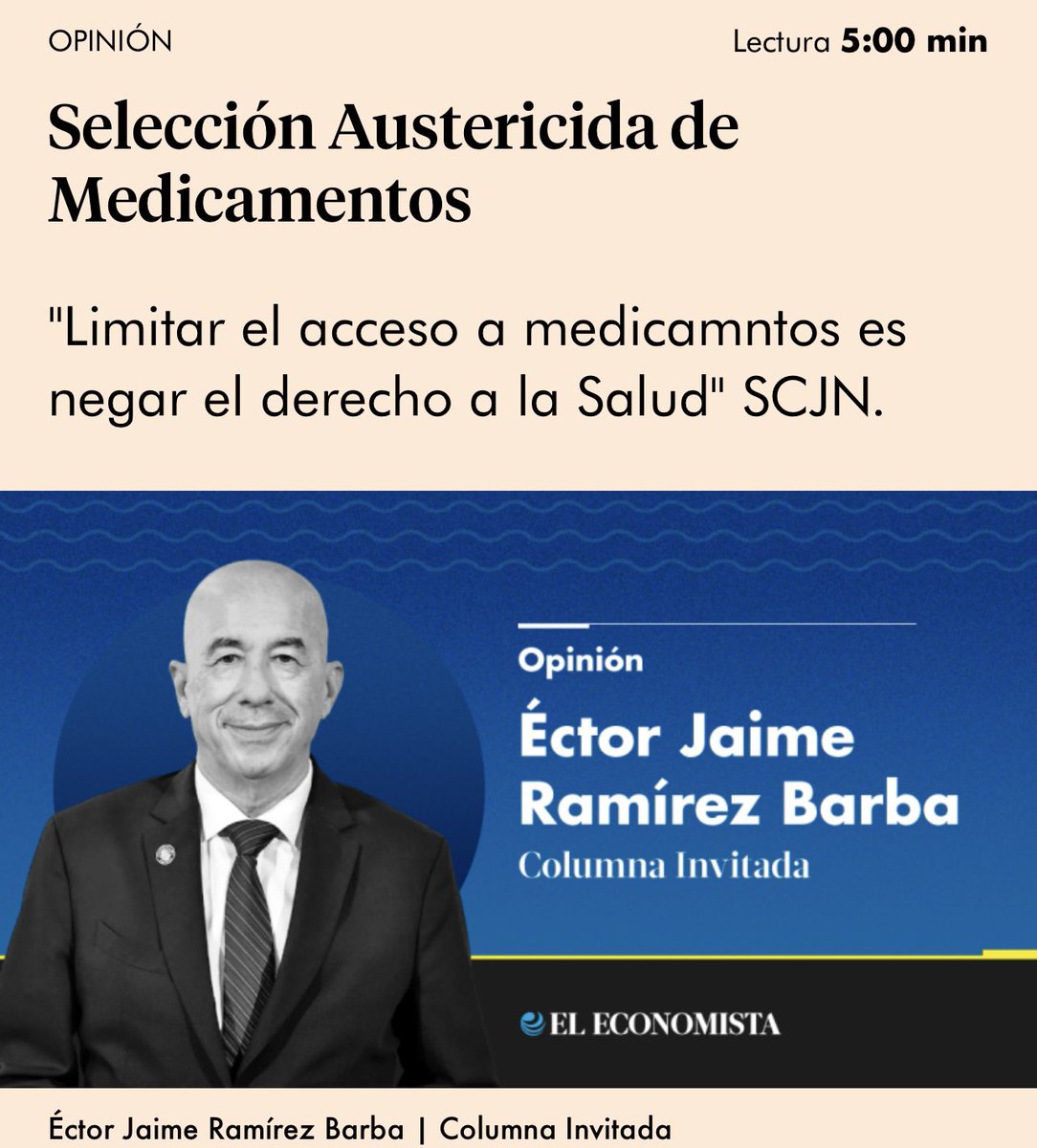 🚨 Limitar medicamentos por “austeridad” no es ahorro, es injusticia.
En México, miles de pacientes quedan sin acceso a tratamientos modernos por decisiones ideológicas.

👉 Reflexiono sobre este tema en mi columna: ectorjaime.mx/blog/periodico…

📰 eleconomista.com.mx/opinion/selecc…