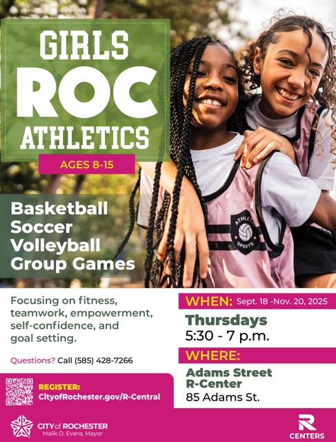 Stay active this fall at the Adams Street R-Center! Register today at cityofrochester.gov/r-central or call (585) 428-7266.