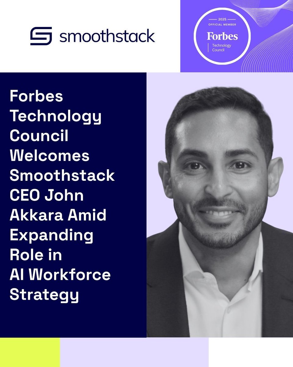 Smoothstack's tweet image. The conversation around workforce strategy is shifting and CEO John Akkara is helping shape it as a member of the Forbes Tech Council. Read his story about why he believes we’ve moved from a “skills gap” to a “capability gap” in the AI era.
#ForbesTechCouncil #StackedForSuccess