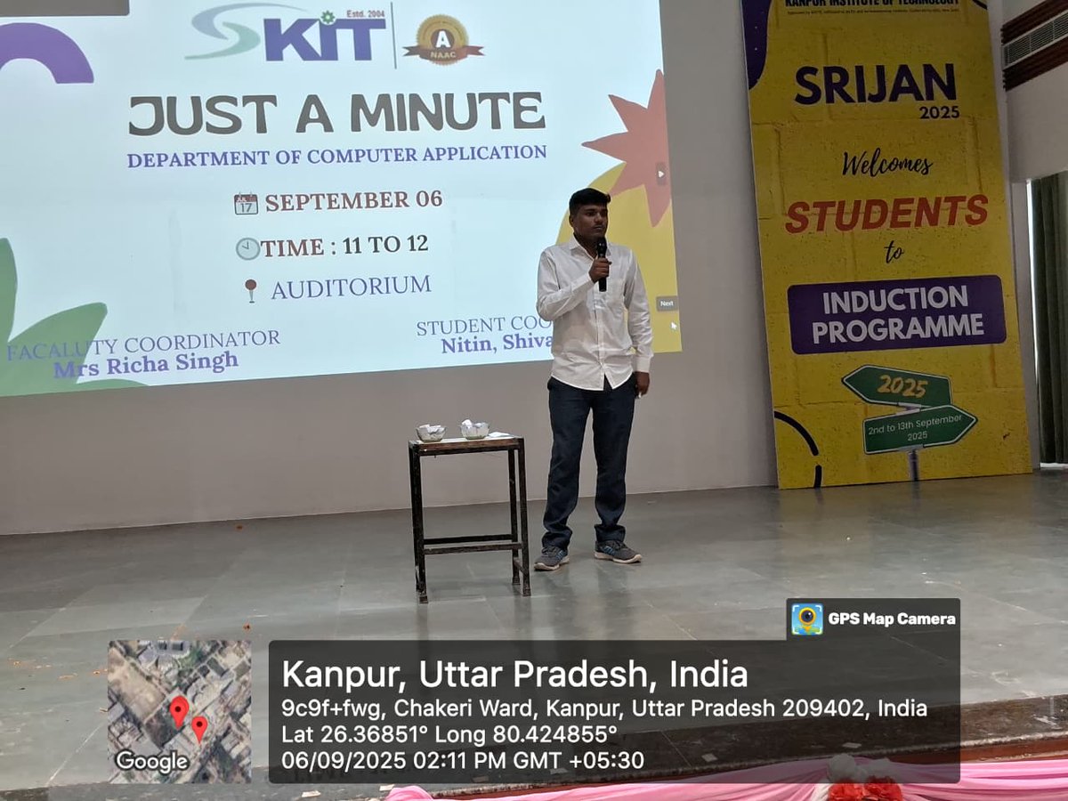 KIT_Kanpur's tweet image. Day 1 of Srijan was all about testing our minds and quick thinking! 🧠✨
From tricky brain teasers to fun-filled ‘Just A Minute’ activities, everyone participated with full energy and creativity. 🔥
A perfect start to break the ice and spark enthusiasm among all #FunWithLearning