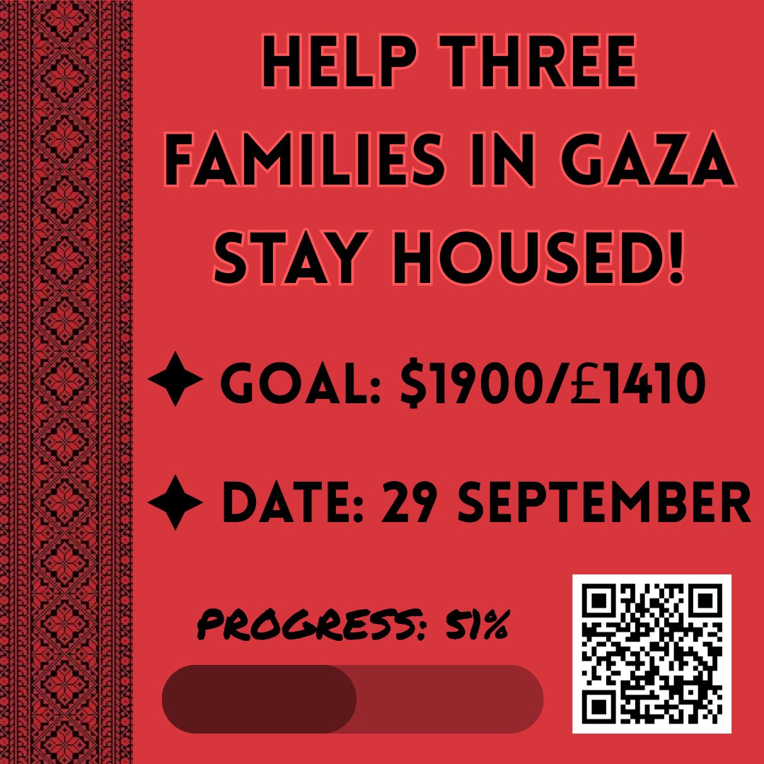 📢 SIX DAYS, THREE FAMILIES, ONE RENT GOAL 📢
<a href="/GhazalMahm8256/">Ghazal Mahmoud2</a>, <a href="/SamehMahmou2003/">Sameh Mahmoud🍉🇵🇸✌🏻</a> and <a href="/MotazMo47551743/">Motaz Motaz</a> are all facing the worry of raising funds to keep a roof over their families' heads. We have the chance to make a difference. Every £ eases their burdens!
chuffed.org/project/rentga…