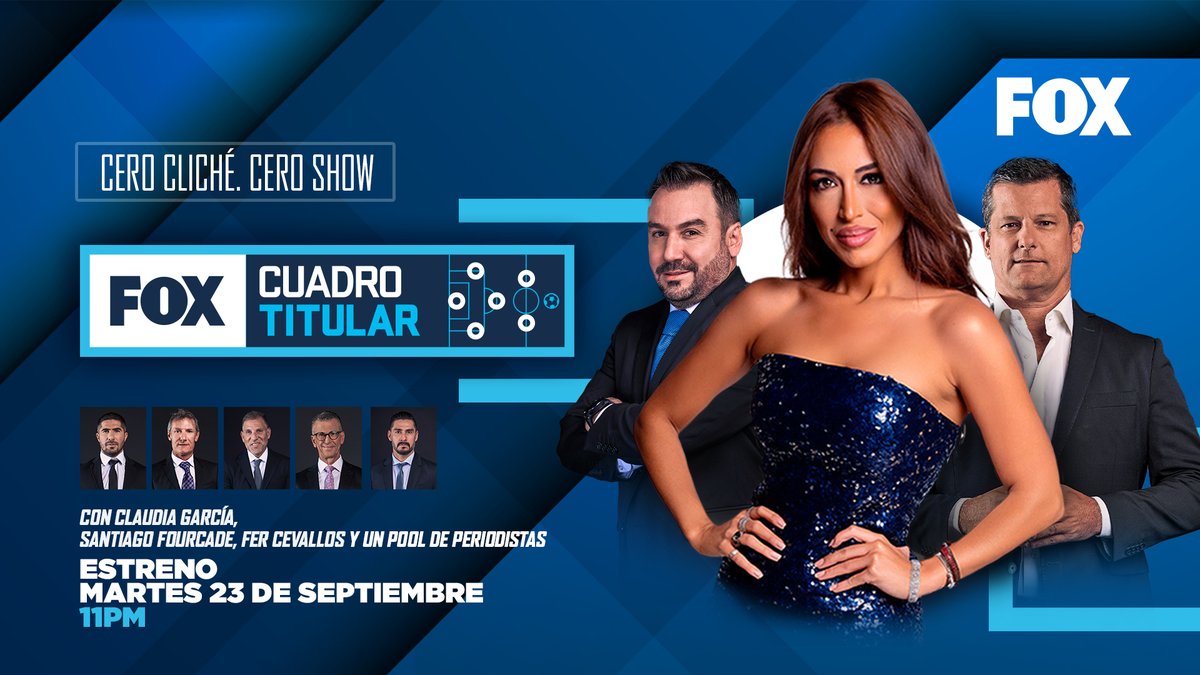 ⚽ FOX presenta “Cuadro Titular”: Cero Cliché. Cero Show.

No te pierdas el estreno este martes a las 11PM

<a href="/claudiagarciasv/">Claudia García</a>, <a href="/FerCevallosF/">Fernando Cevallos</a>, <a href="/jairpereira16/">jair pereira</a>, <a href="/santiago4kd/">Santiago Fourcade</a> y <a href="/YosgartGuti25/">Yosgart Gutierrez</a>.