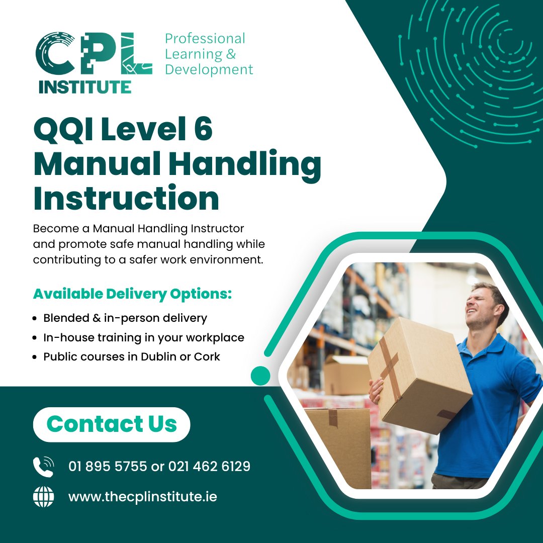 Become a certified Manual Handling Instructor this October! Book an in-house course for your team or book a place on our public courses coming up in Dublin &amp; Cork. Click for more information: bit.ly/3lMxyVO