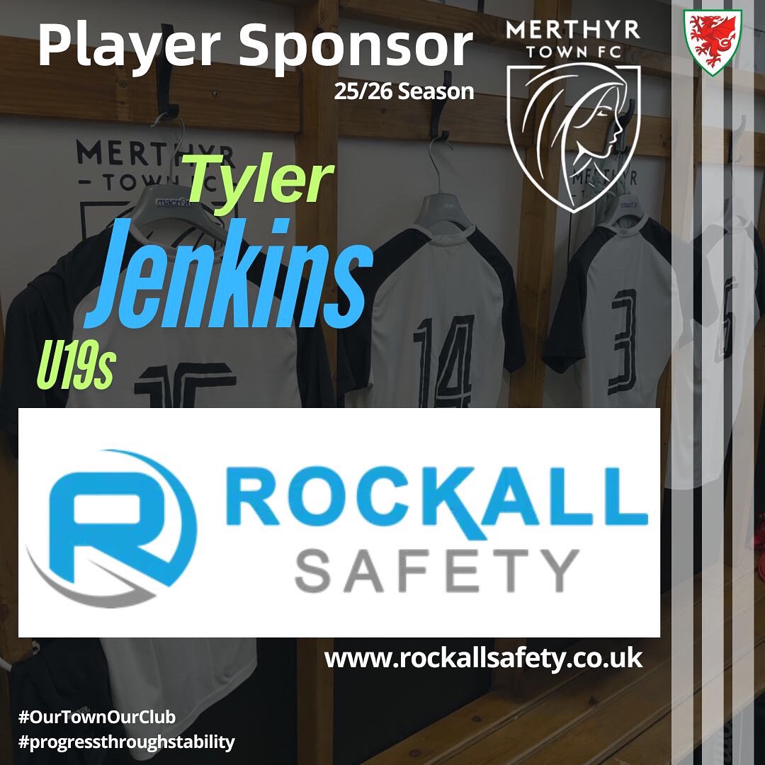 Merthyr Town FC Academy (@merthyr_academy) on Twitter photo We’d like to thank <a href="/RockallSafety/">Rockall Safety</a> for their support in the academy and for sponsorship of U19s player Tyler Jenkins.
<a href="/MerthyrTownFC/">The Martyrs</a>
#OurTownOurClub We’d like to thank <a href="/RockallSafety/">Rockall Safety</a> for their support in the academy and for sponsorship of U19s player Tyler Jenkins.
<a href="/MerthyrTownFC/">The Martyrs</a>
#OurTownOurClub