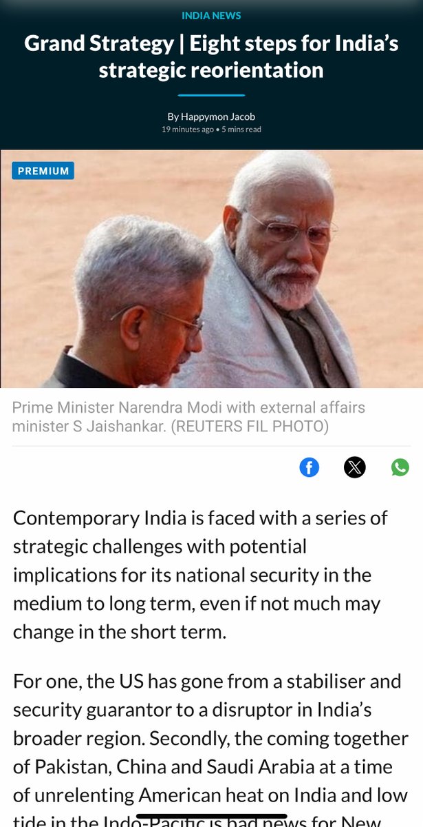 HappymonJacob's tweet image. In my latest column for Hindustan Times, I outline 8 steps for a strategic reorientation for India to meet the growing challenges in the region and beyond. 

1) It is time to abandon the L1 (”Lowest Bidder”) policy for defence procurement.

2) While multi-alignment is still…