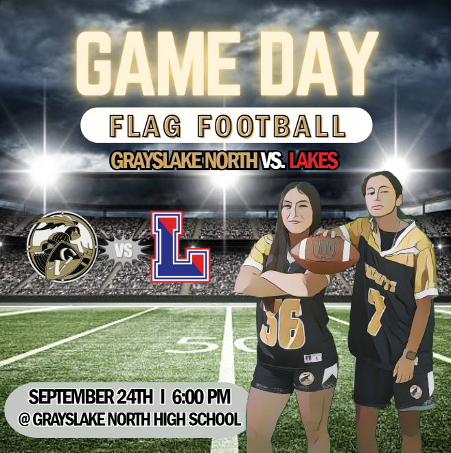Flag Football Game against <a href="/LakesFlag/">Lakes Flag Football</a> TOMORROW at GNHS! 🏈 <a href="/GrayslakeNorth/">Knight Pride</a> <a href="/GNHSAthletics/">GN Knights Athletics</a>