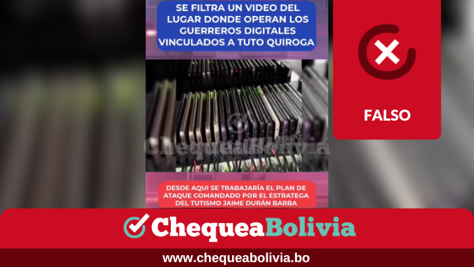 ChequeaBolivia's tweet photo. ❌Es falso que este video revela donde operan los guerreros digitales de Jorge “Tuto” Quiroga
🔎En realidad se trata de un video de granja de teléfonos grabado en Vietnam, sin ninguna relación con Quiroga
👉Ver más: https://t.co/zrcoHq78lQ
#ChequeaBolivia #ChequeaDato #ChequeaTuVoto #Elecciones2025