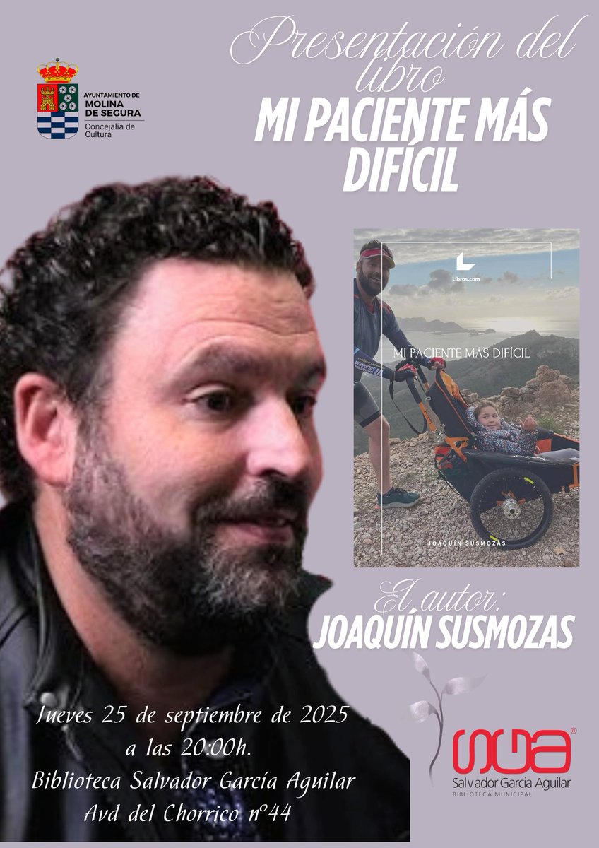 Presentación del libro Mi paciente más difícil de Joaquín Susmozas. Conoce al <a href="/JRunningteam/">jj_runningteam</a> o lo que es lo mismo a Julia y a Joaquín, un gran proyecto en el que padre e hija recorren kms corriendo en tándem.
📍 Biblioteca SGA 
🗓️ Jueves 25 de septiembre de 2025
🕗20:00 horas