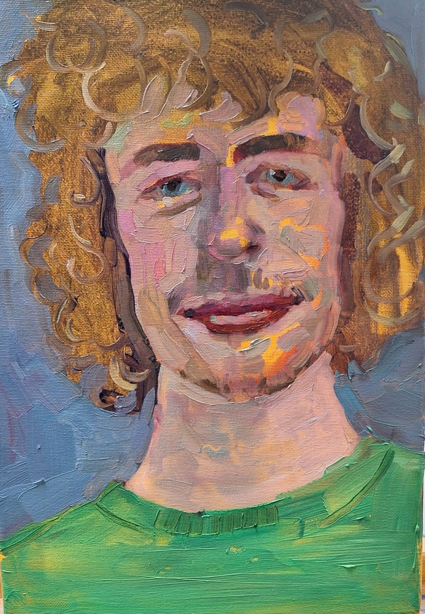 The wonderful Lewis who sat for me for hours this afternoon while his friend kept him entertained. Lovely day. #oilpainting #portrait #paintingfromobservation