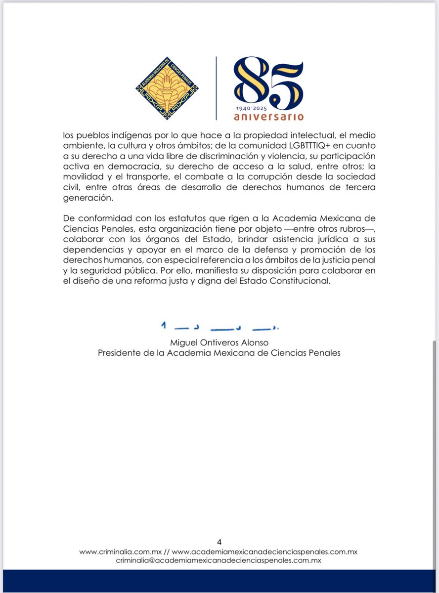 La muy prestigiosa Academia Mexicana de Ciencias Penales, de la que soy afortunado miembro de número, se pronuncia fundadamente, en contra de las reformas a la Ley de Amparo. Escuchémosla.