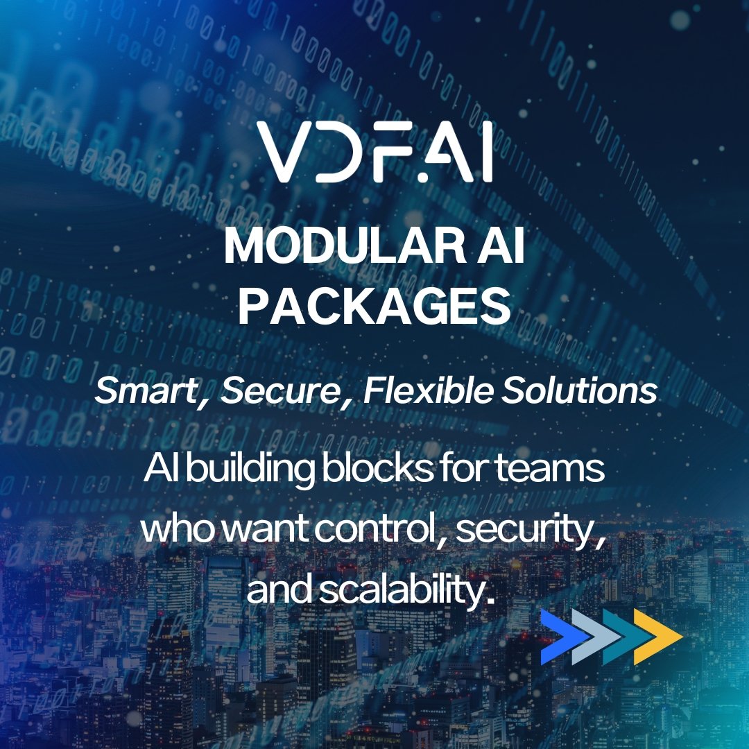 vdf_ai's tweet photo. Discover the power of https://t.co/G6lgO4xzfu Modular AI Packages — Cloud, Chat, and Code solutions designed to give your teams control, security, and flexibility.
Stay tuned as we’ll dive deeper into each module in the coming days! 👀  
#VDFAI #CloudAI #ChatAI #CodeAI #SecureAI https://t.co/GZU6BYpI6O