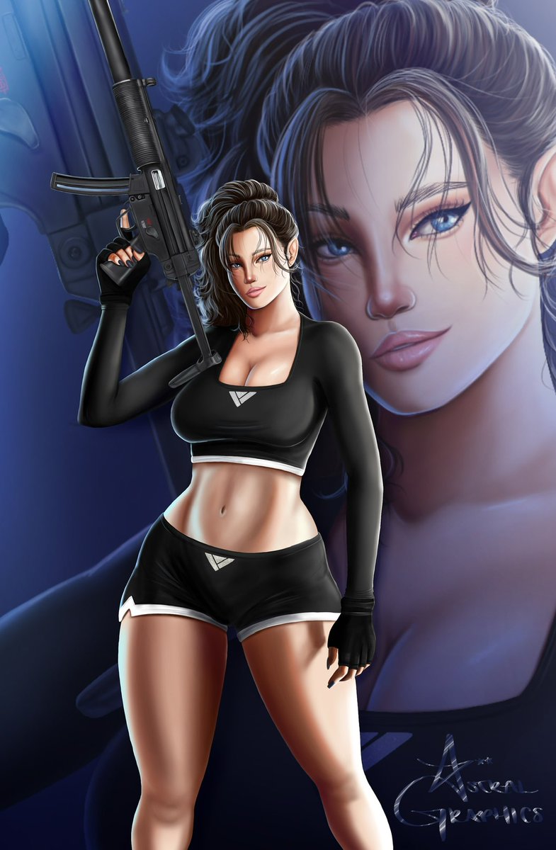 Thank you friend for giving me this cool idea to draw Alexa, tested my skills and I love it! 🩵

Comm done for <a href="/GamingPinup/">Pin-up Gaming 🕹️🎮 (prev:xboxluva)</a> (OC belongs to him as well)