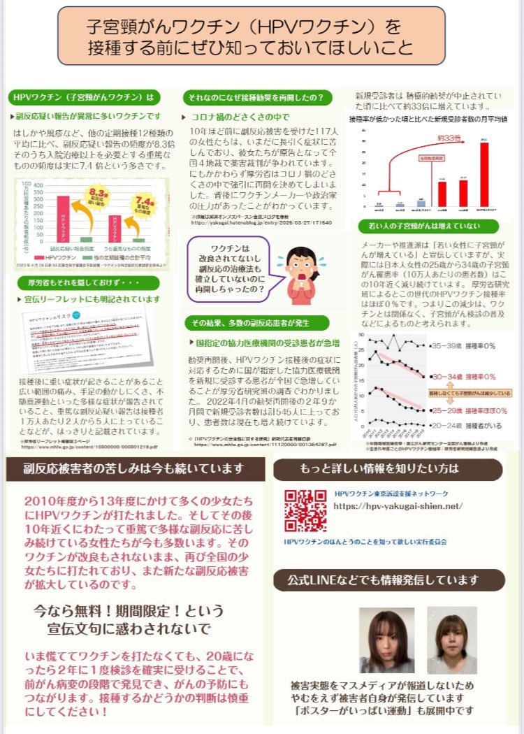 miyumam37726774's tweet image. HPVワクチンが気になっている方へ
9/27(土)13〜16
↓オンライン無料申込み↓
docs.google.com/forms/d/e/1FAI…

#HPVワクチン #子宮頸がんワクチン #ワクチン被害 #副反応 #副作用 #後遺症 #薬害 #薬害訴訟 #ホンコト #HPVワクチンの本当のこと