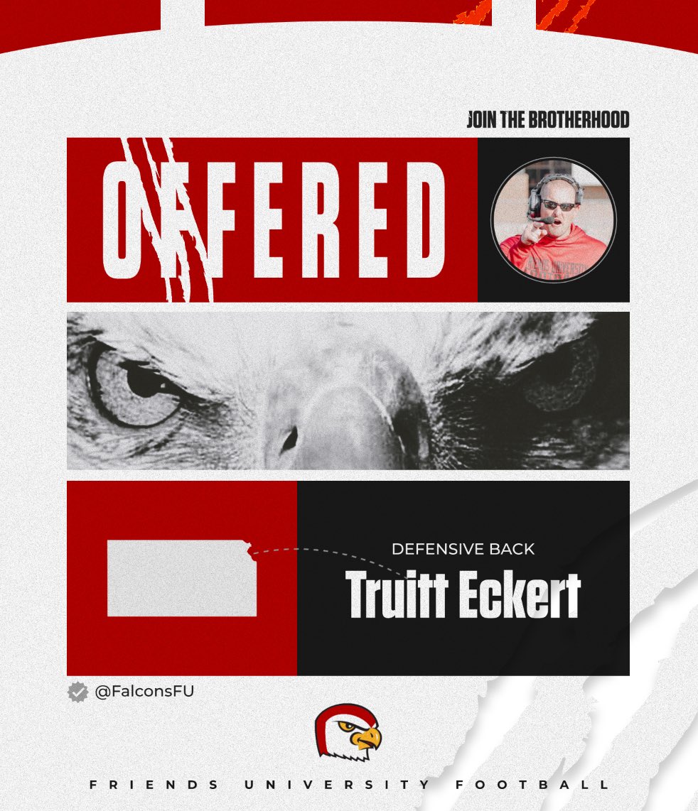 Truitt Eckert (@eckert_truitt) on Twitter photo After a great conversation with <a href="/CoachMurrayFU/">Mase</a> I’m blessed to receive an offer from <a href="/FalconsFU/">Friends University Football</a>!!
<a href="/JCastilloHFC/">Joe Castillo</a> <a href="/Cen10TitansFB/">Centennial Titan Football Recruiting</a>
<a href="/coachhunt1980/">Kevin Hunt</a> <a href="/CoachLinwoodA/">Adam Linwood</a> <a href="/travis_maner/">Coach Maner</a> <a href="/CoachHHill/">Henry Hill Jr</a> <a href="/HaydenBlake30/">Hayden Blake</a> <a href="/coach_graham21/">Coach Graham21</a> <a href="/CoachGibbs22/">Coach Gibbs</a> <a href="/daDBwhisperer/">Chet Brooks “Da DB Whisperer”</a> <a href="/TeamGrind/">TeamGRIND™️</a> <a href="/FriscoFB/">Frisco Football</a> <a href="/Coach__OMalley/">Coach O’Malley</a> After a great conversation with <a href="/CoachMurrayFU/">Mase</a> I’m blessed to receive an offer from <a href="/FalconsFU/">Friends University Football</a>!!
<a href="/JCastilloHFC/">Joe Castillo</a> <a href="/Cen10TitansFB/">Centennial Titan Football Recruiting</a>
<a href="/coachhunt1980/">Kevin Hunt</a> <a href="/CoachLinwoodA/">Adam Linwood</a> <a href="/travis_maner/">Coach Maner</a> <a href="/CoachHHill/">Henry Hill Jr</a> <a href="/HaydenBlake30/">Hayden Blake</a> <a href="/coach_graham21/">Coach Graham21</a> <a href="/CoachGibbs22/">Coach Gibbs</a> <a href="/daDBwhisperer/">Chet Brooks “Da DB Whisperer”</a> <a href="/TeamGrind/">TeamGRIND™️</a> <a href="/FriscoFB/">Frisco Football</a> <a href="/Coach__OMalley/">Coach O’Malley</a>