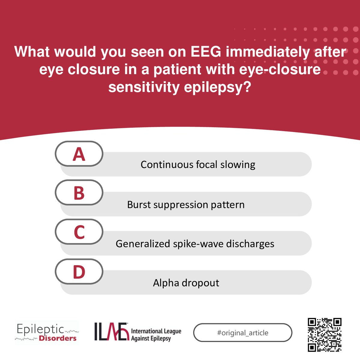 Eye Closure sensitivity is a distinctive EEG phenomenon triggered by eye closure. Can you identify the pattern?
🔗 Check this article for the hints: doi.org/10.1002/epd2.7… 
<a href="/giocastellucci/">Giovanni Castellucci, MD, MS</a> <a href="/joanajribeiro/">Joana Ribeiro</a> <a href="/SheikhISMD/">irfan sheikh 伊凡</a> <a href="/SBeniczky/">Sandor Beniczky</a> <a href="/AnphyLab/">The AnPhy Lab</a>
