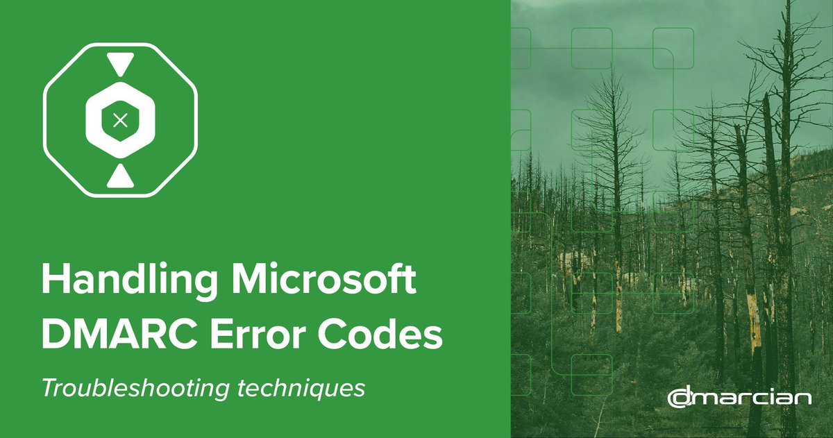 dmarcian's tweet image. We’ve put together a go-to guide covering the most relevant error codes tied to Microsoft’s sender requirements, with step-by-step fixes for #DMARC errors. Check it out and let us know if you need any help: dmarcian.com/microsoft-dmar… #Guides #EmailAuthentication #M365 #DKIM