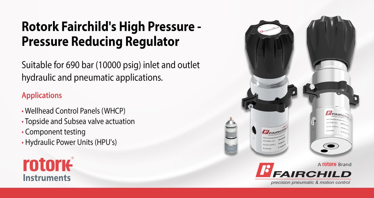 ValinCorp's tweet image. Rotork Fairchild High Pressure Regulator: up to 10,000 psig / 690 bar. Easy vent capture + MP35N seat for strength, toughness &amp;amp; corrosion resistance.  Learn more below.

📌 okt.to/tz2Mno

#HighPressureRegulator #PressureControl #OilAndGas

@Rotork