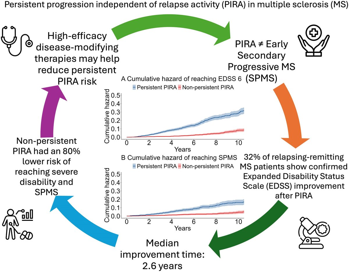 braincomms's tweet image. Zhu et al. reported that patients with persistent progression independent of relapse activity had a higher risk of disability and transition to secondary progressive multiple sclerosis. However, some showed improvement. Full article 👉 buff.ly/eGuNogH #multiplesclerosis