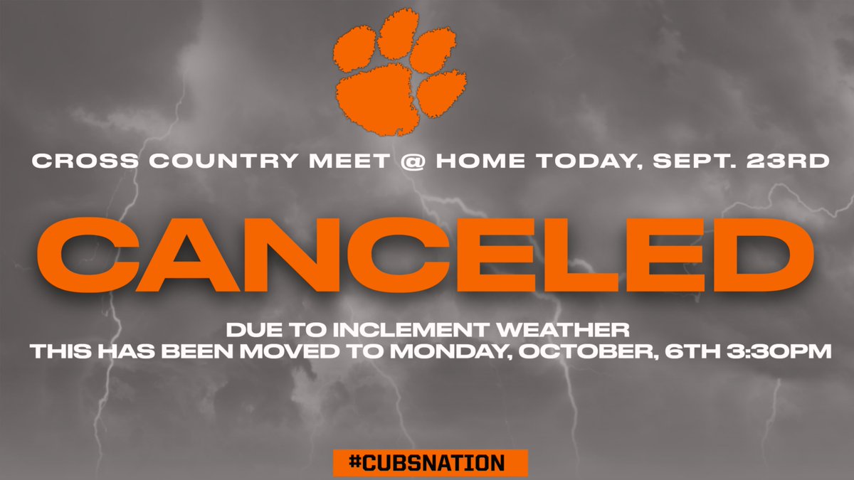 The home cross country meet for today has been postponed until Monday, Oct. 6th.