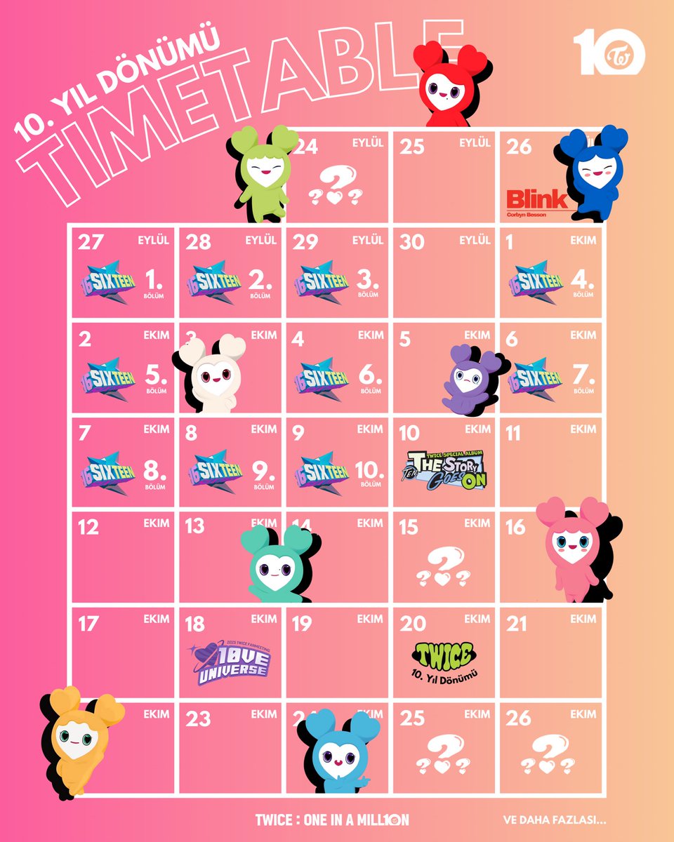 oneinamill10n's tweet photo. 10. Yıl Dönümü | TIMETABLE https://t.co/G4ALNxgO5D
