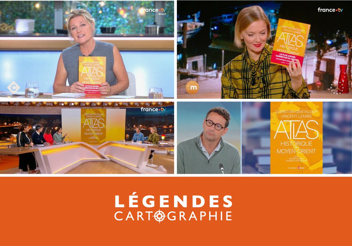 L’Atlas historique du Moyen-Orient à l’honneur ! 4 passages dans C à vous (France 5), Télématin (France 2), 6-9 (France Info) et le Journal d’Arte ce soir. Quelle fierté d’avoir contribué à cette aventure cartographique ! 
#Atlas #Histoire