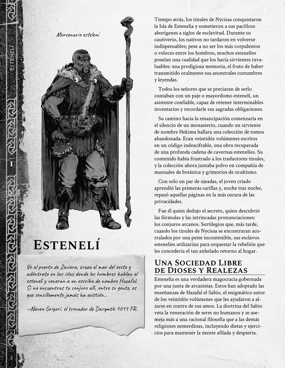 Recuerda, rompe las cadenas, crea, observa, invoca... 

El Estenelí ha llegado a Nemerdid. La primera de nuestras ascendencias del humano para nuevo escenario de campaña ilustrada por <a href="/JagobaLekuona/">JagobaLekuona</a>.

¿Listos para despertar la magia nemerdina que nos propone <a href="/sur_maestro/">Pablo J. Chelía</a> ?