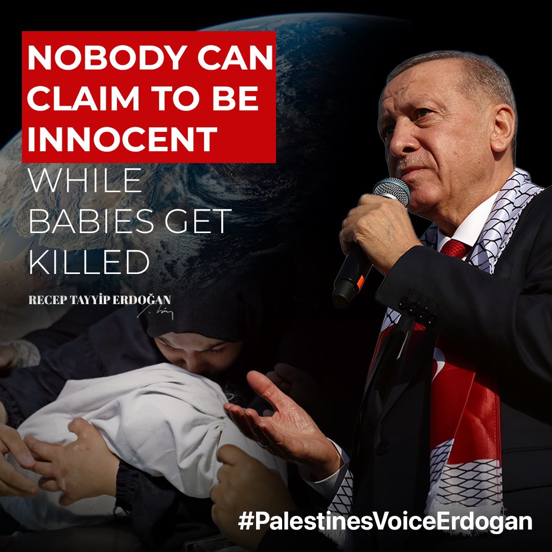 “Çocukların öldüğü ve öldürüldüğü bir dünyada, hiç kimse masum değildir”

#PalestinesVoiceErdogan #FreePalestine