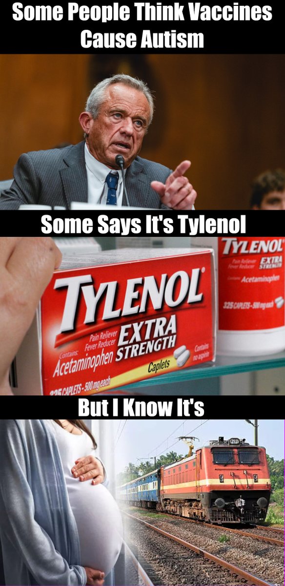 TrebleKnight's tweet image. So I've heard that Tylenol causes autism? I think we all know a autism is caused by 🚆
