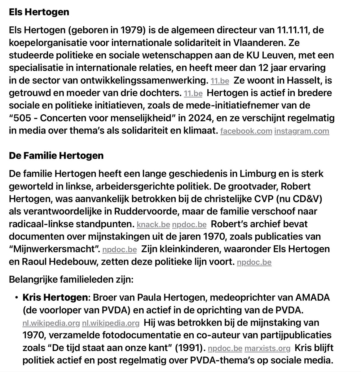 Kijk eens aan!
Weer zo'n 'echte' carrièrevrouw
Opvallend ondersteund door onze gesubsidieerde <a href="/VRT/">VRT</a> :
Els Hertogen!
Van de PVDA-PTB dynastie van Robert en diens zoon Jan Hertogen
En Raoul Hedebouw