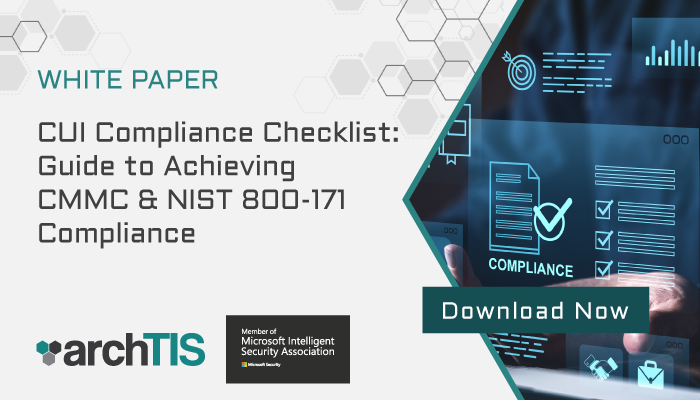 arch_tis's tweet image. Are you ready for CMMC Phase 1 to go into effect on November 10th?  
Unlocking #CUI compliance for #CMMC and #NIST800171 doesn’t have to be overwhelming. Download this checklist to help you navigate the essential steps toward achieving compliance. 
hubs.ly/Q03Kb3BS0