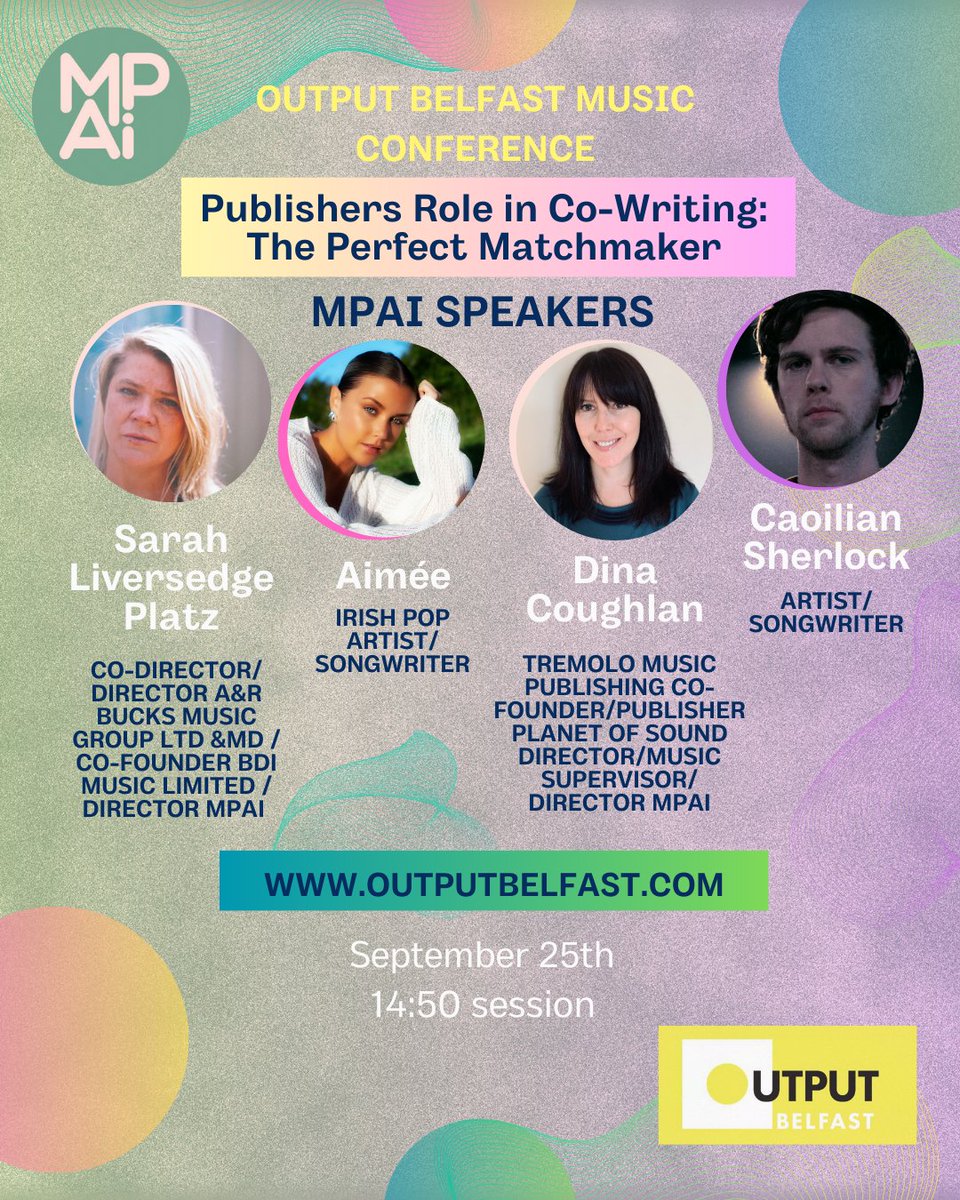 Come along to MPAI Panel this Thursday at the <a href="/OutputBelfast/">Output Belfast</a> . Our panel will explore and discuss how music publishers and songwriters work together creatively!
