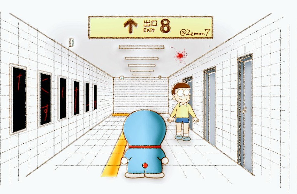2emon7's tweet image. 異変 #8番出口 #ドラえもん