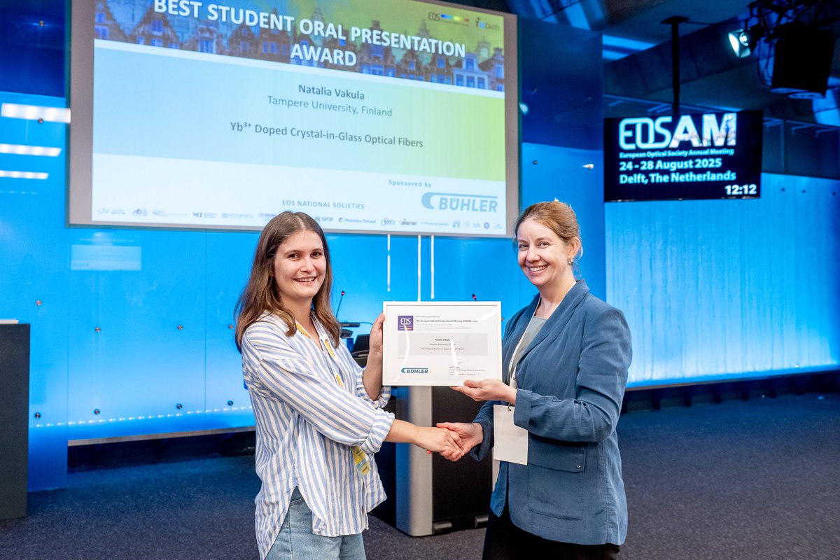 EOS_AM's tweet image. EOS proudly awarded the best student presentations at #EOSAM2025, sponsored by RhySearch, @Buhler_Group &amp;amp; Evatec. Congrats to the winners:

Fabrizio Aaron Rivera Sanchez
Natalia Vakula
Alessandro Zecchetto

Read their work in the EOSAM 2025 proceedings:  tinyurl.com/33kctmwx