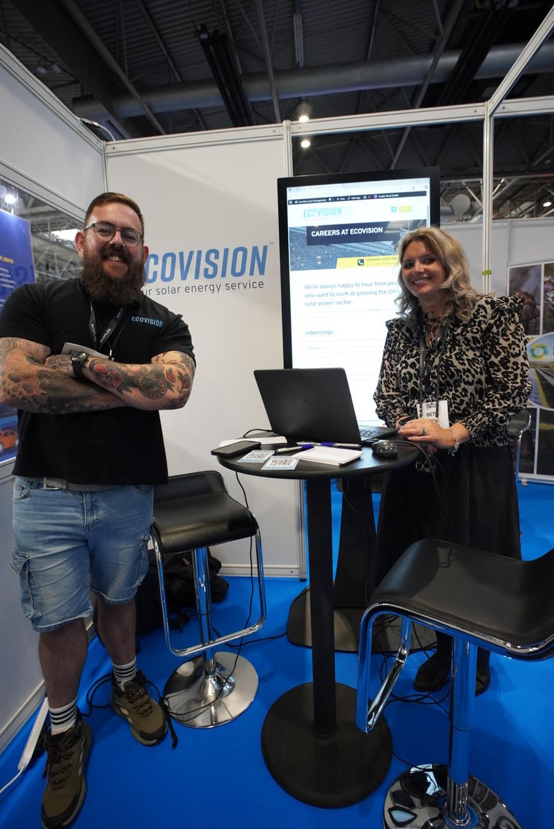 ecovision24's tweet photo. We’re here and we’re buzzing with energy!

It’s day one of Solar &amp; Storage Live UK 2025, and Ecovision is thrilled to be at the heart of the UK’s biggest renewable energy event!

Come find us, say hello, and let’s talk solar! @BethBaker

#SolarStorageLive
#EcovisionEnergy https://t.co/LqFh4VvgD3