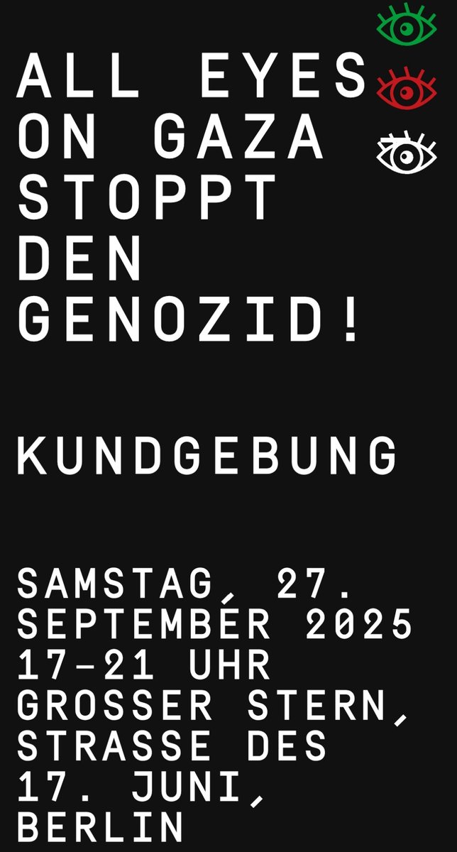 „Und je länger dieser live übertragene #Genozid anhält und vor unseren Augen stattfindet, umso mehr werden wir  ungewollt zu seinen Kompliz:innen. Ein Gewöhnungsprozess tritt ein, der  nicht auf #Gaza beschränkt bleiben wird.“  
Tsafrir Cohen <a href="/nothilfe/">medico international</a>
🗓️ Samstag, 27.9., #Berlin