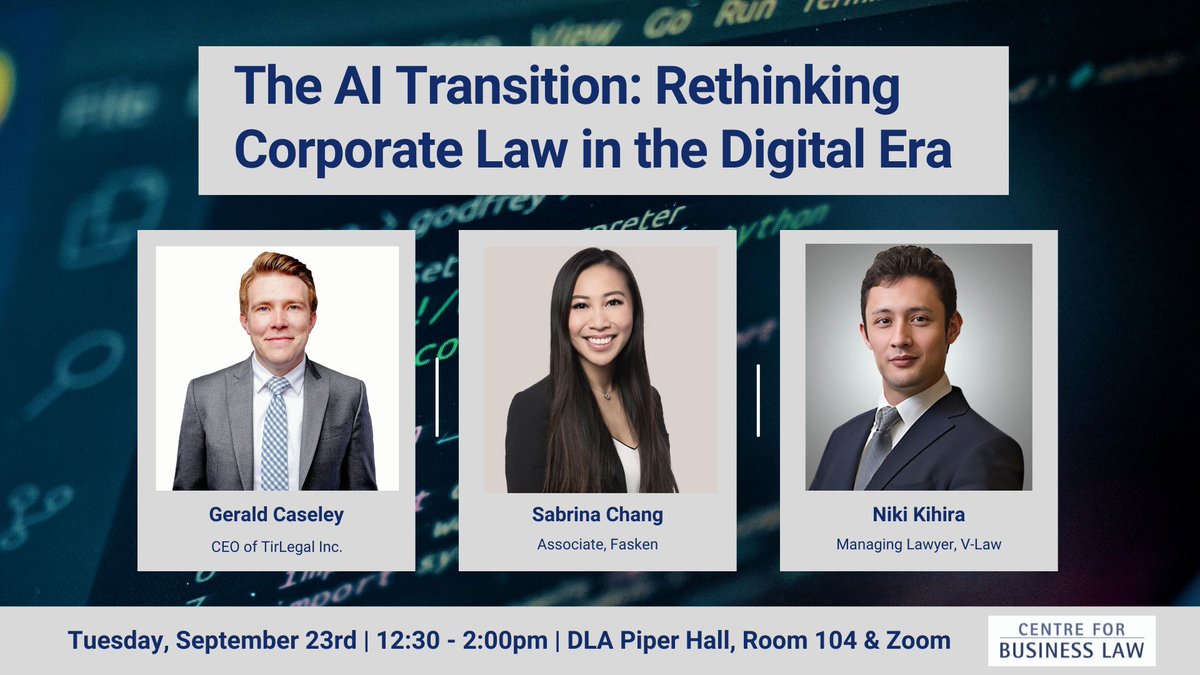 This exciting event on artificial intelligence is happening today! Tune in at the Zoom link below:

allard.ubc.ca/about-us/event…