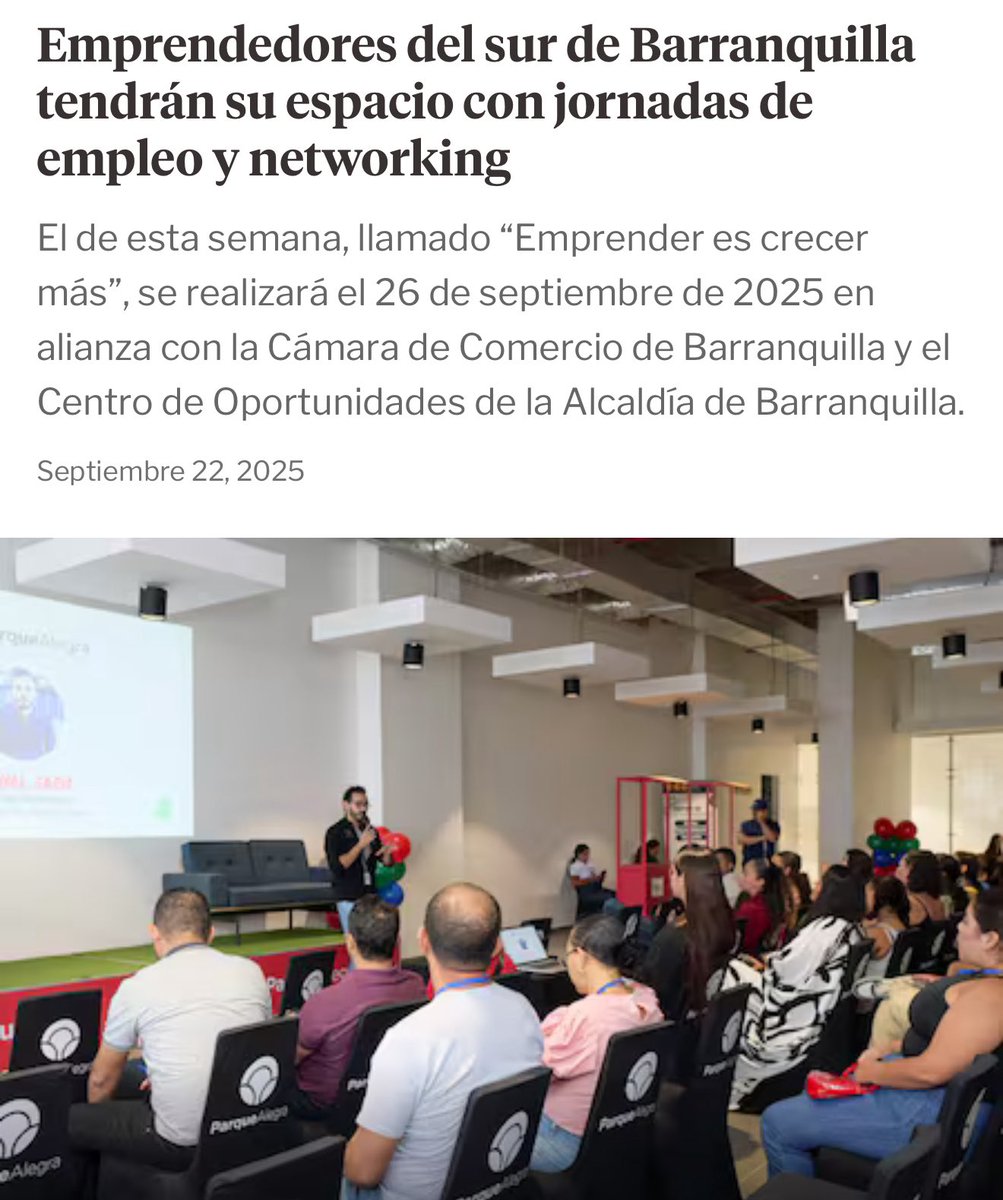 🙌🏻 Barranquilla crece con la fuerza de sus emprendedores!

Creer en un sueño es dar el paso para hacerlo realidad, por eso desde <a href="/alcaldiabquilla/">Alcaldía de Barranquilla</a> en alianza con la <a href="/Camarabaq/">Cámara Comercio BAQ</a> nacen iniciativas que abren puertas, donde ideas y ganas se conectan con oportunidades reales de empleo,