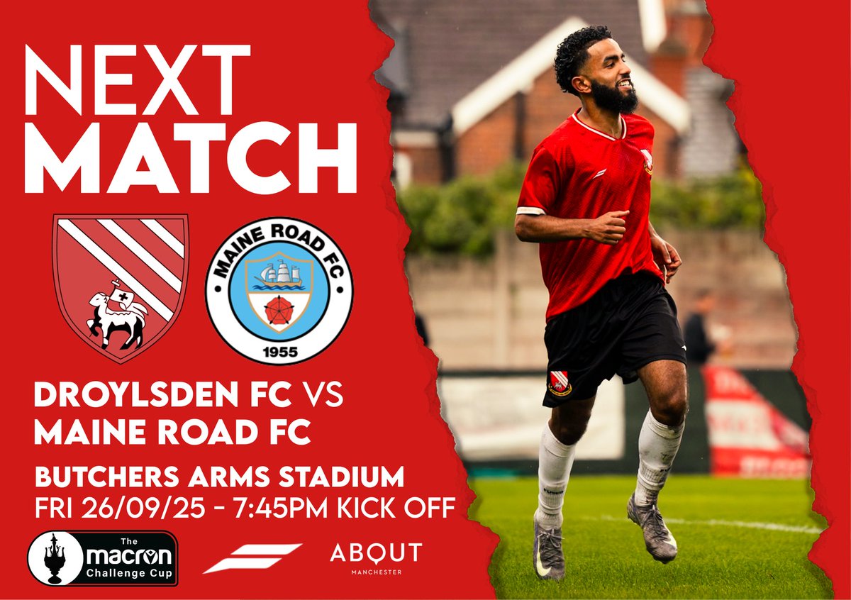 NEXT MATCH!!!

🆚 <a href="/MaineRoadFC/">Maine Road FC</a>
🏟️ The Butchers Arms
🏆 <a href="/nwcfl/">The NWCFL ⚽️</a> Macron Cup R1
📅 Fri 26th Sept 2025
⌚ 7:45PM KO
🎟️ £7 Adults / £5 Conc.
📖 Programme £2.00
🍔 Food and Drink available
💳 Cash and Card
🐶 Dogs welcome

Hope to see you there!

#UpTheBloods
