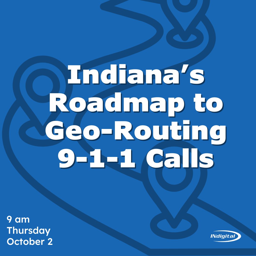 The future of 9-1-1 in Indiana is location-based, precise, and resilient. 🌐

On October 2 at 9 AM, at the Indiana Professionals Conference, attendees can hear directly from leaders advancing Indiana’s transition to true geo-routing for 9-1-1 calls.