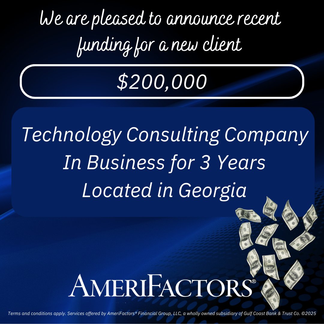 AmeriFactors's tweet image. AmeriFactors provides fast business funding. Contact us for a free quote. AmeriFactors.com #businessfunding #accountsreceivablefinancing #cashflow #fastfunding #loanalternative #factoring #workingcapital #success #amerifactors