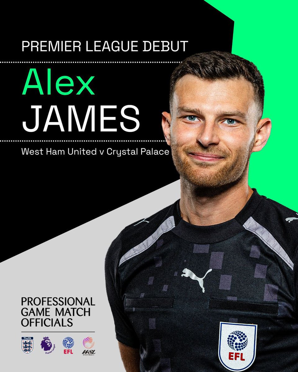 Stepping up to the <a href="/premierleague/">Premier League</a> 📈

Congratulations to assistant referee Alex James, who made his top-flight debut in Matchweek 5 👏