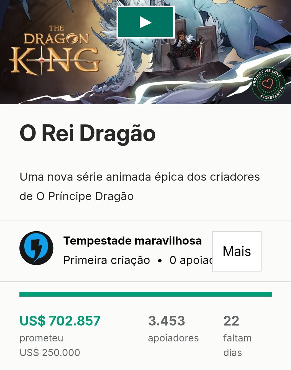 tdpacervo's tweet photo. 🚨🚨 Em uma semana de campanha aberta no Kickstarter, The Dragon King alcançou os $700.000 em financiamento!! https://t.co/SzGO2JZNVZ