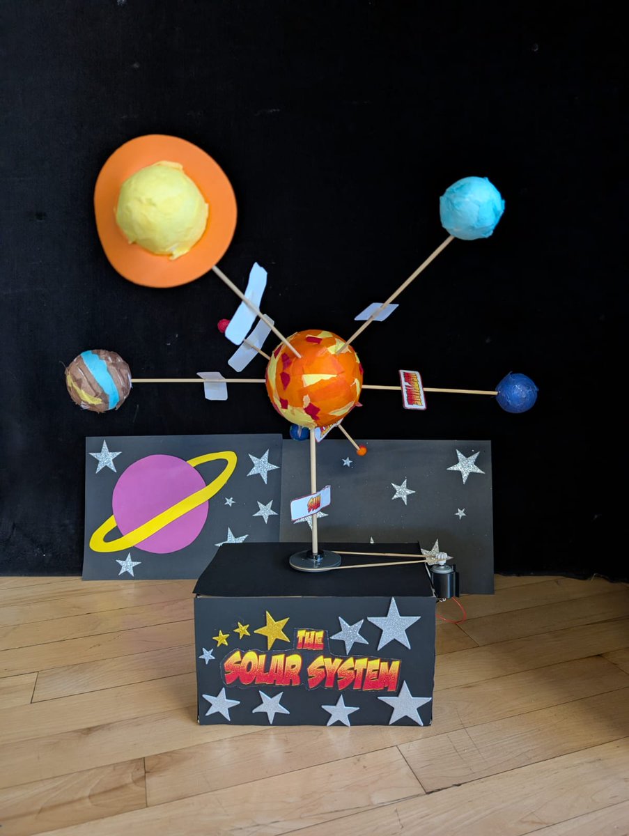 Rotherhamcreat2's tweet image. A great afternoon at Rockingham J+I School. KS2 children and families have been exploring the Solar System. We designed and created a 3D Solar System, complete with motor and circuit to make it spin. Great work by all the children and families #fabulousfamilies #learningtogether