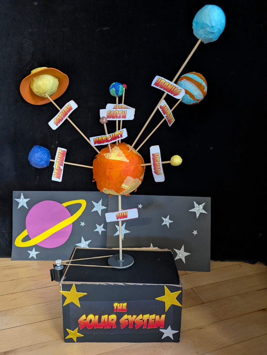 Rotherhamcreat2's tweet image. A great afternoon at Rockingham J+I School. KS2 children and families have been exploring the Solar System. We designed and created a 3D Solar System, complete with motor and circuit to make it spin. Great work by all the children and families #fabulousfamilies #learningtogether