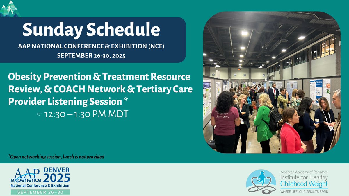 Stop by our networking session today to learn about our tools for implementing #childhoodobesity care in your office! It will also be a chance to connect with others in the field! #AAP2025